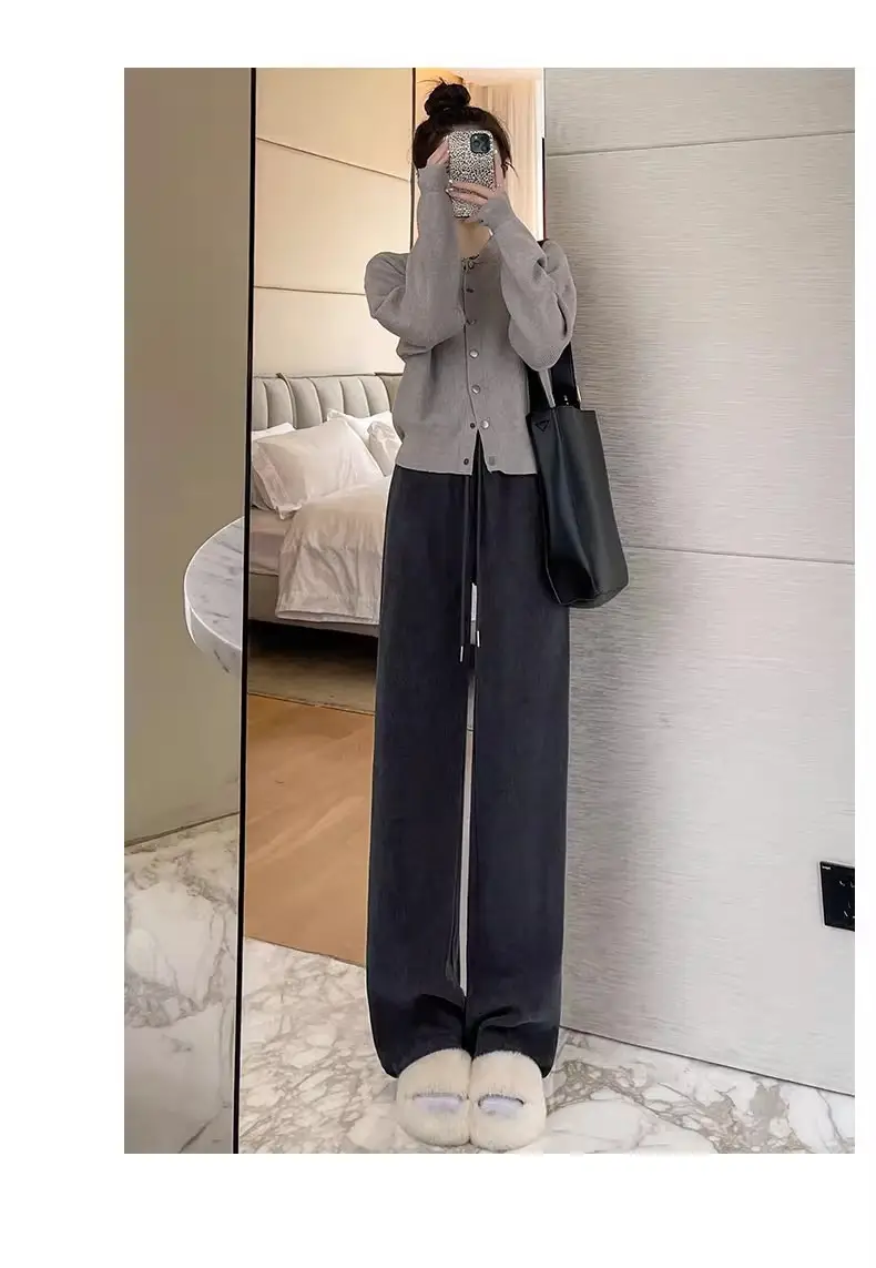 Women Fleece Lined Wide Leg Pants Pink Autumn Winter 2026 — feature 27