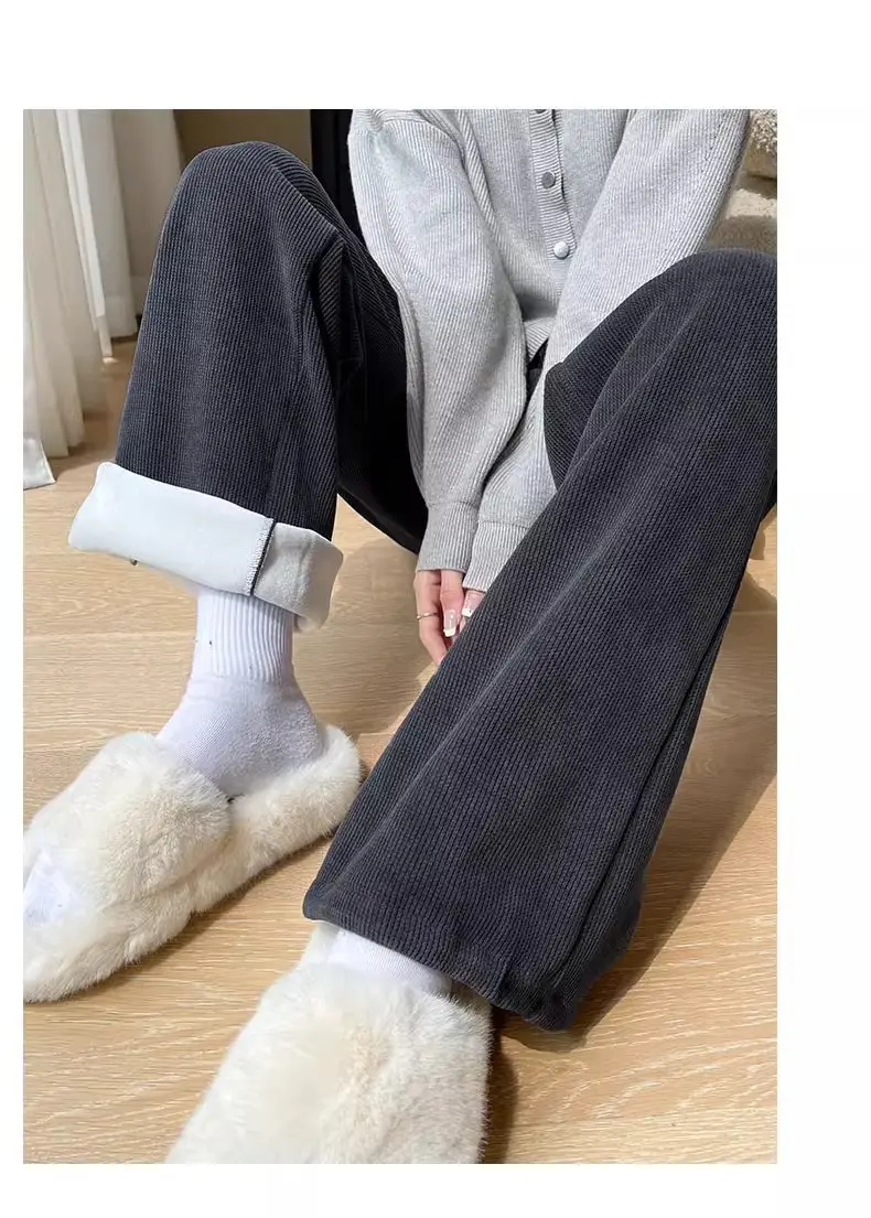 Women Fleece Lined Wide Leg Pants Pink Autumn Winter 2026 — feature 28