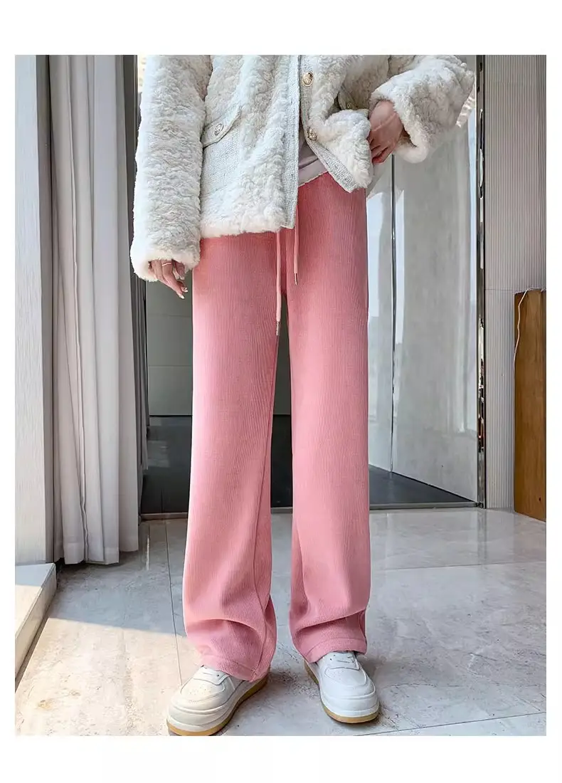 Women Fleece Lined Wide Leg Pants Pink Autumn Winter 2026 — feature 30