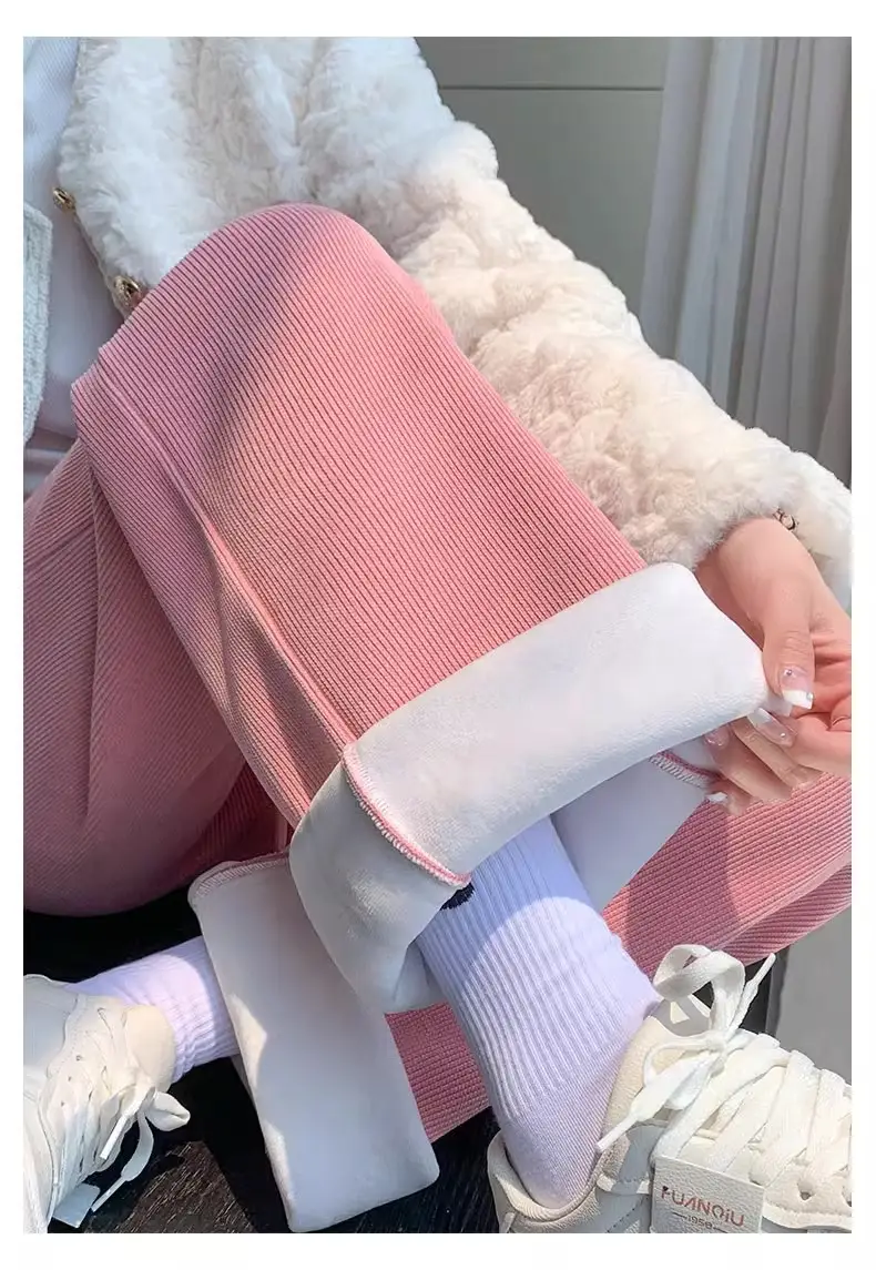 Women Fleece Lined Wide Leg Pants Pink Autumn Winter 2026 — feature 31