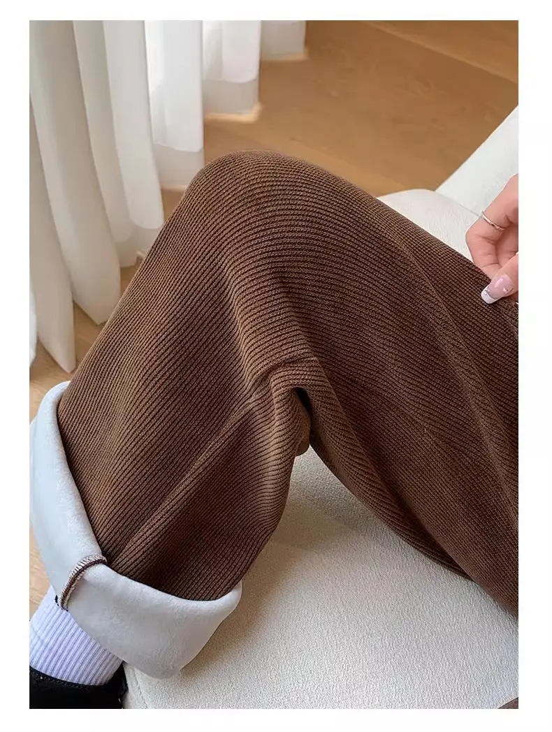 Women Fleece Lined Wide Leg Pants Pink Autumn Winter 2026 — feature 32