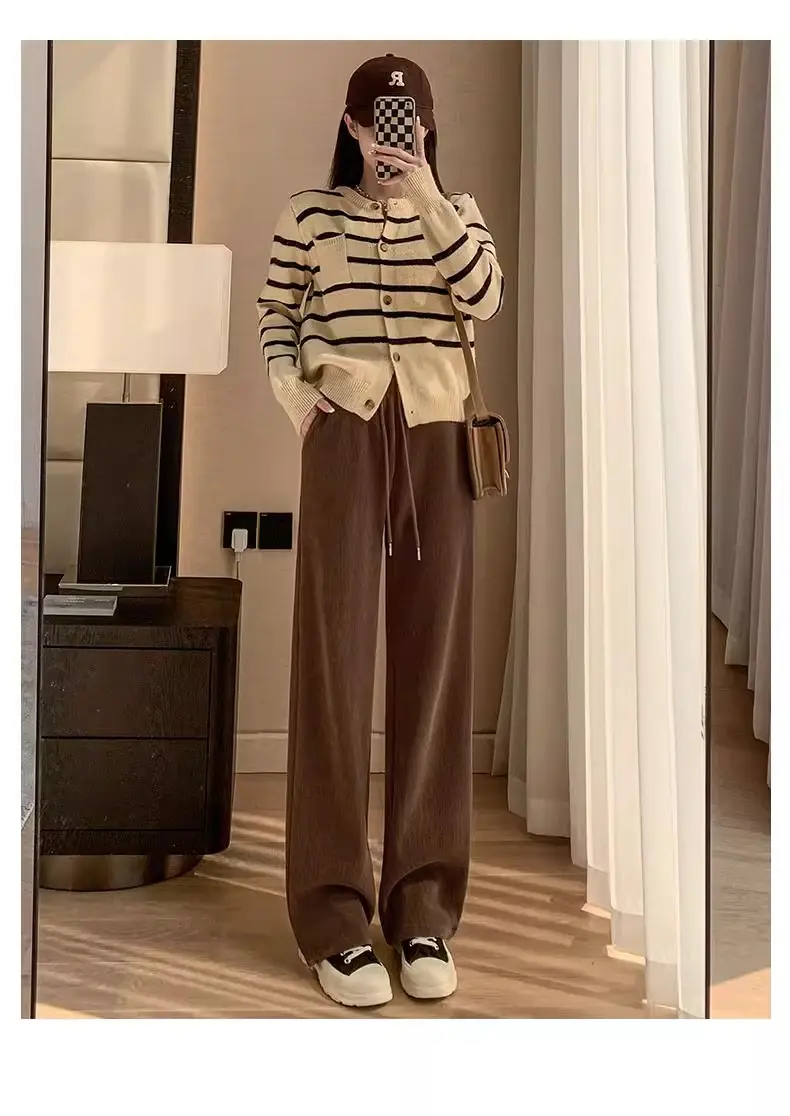Women Fleece Lined Wide Leg Pants Pink Autumn Winter 2026 — feature 33