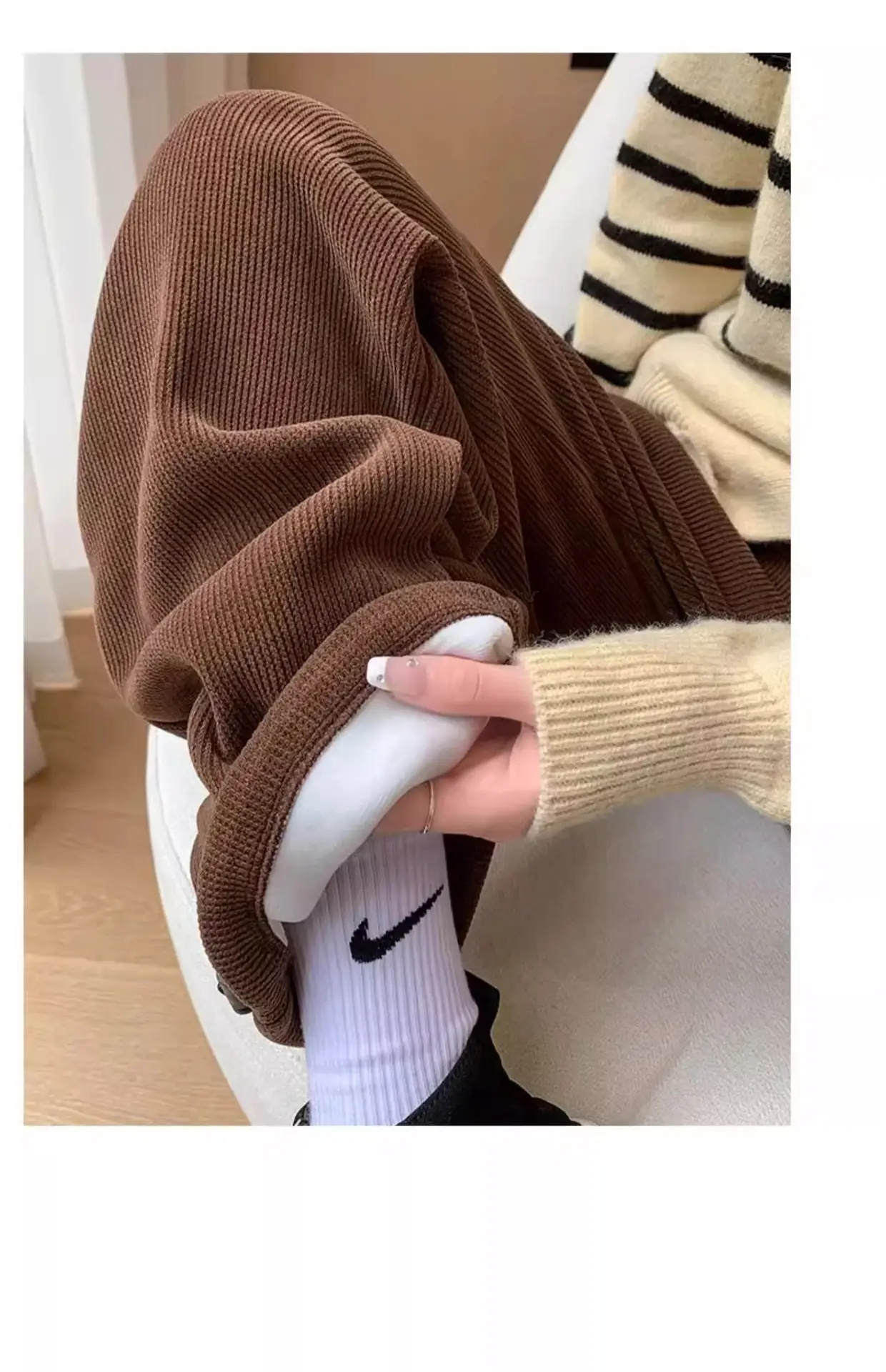 Women Fleece Lined Wide Leg Pants Pink Autumn Winter 2026 — feature 34