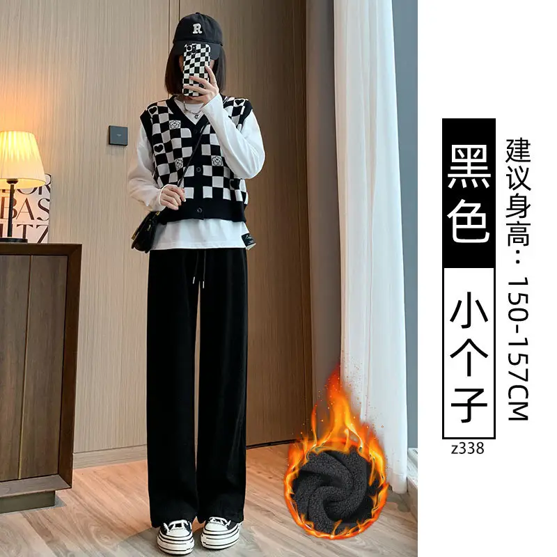 Women Fleece Lined Wide Leg Pants Pink Autumn Winter 2026 - Image 24