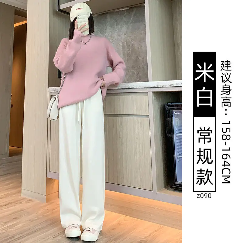 Women Fleece Lined Wide Leg Pants Pink Autumn Winter 2026 - Image 26