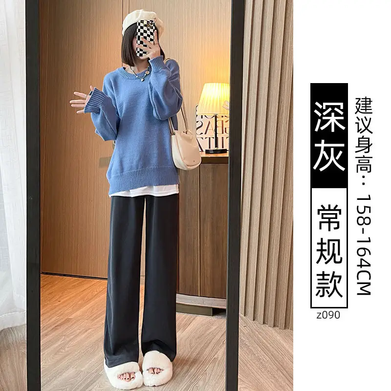 Women Fleece Lined Wide Leg Pants Pink Autumn Winter 2026 - Image 27