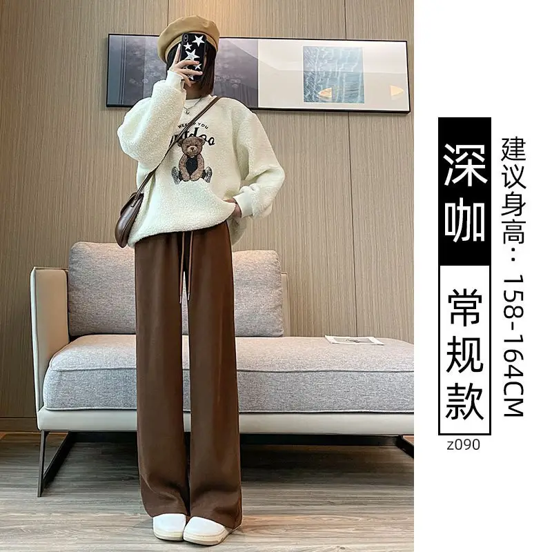 Women Fleece Lined Wide Leg Pants Pink Autumn Winter 2026 - Image 29