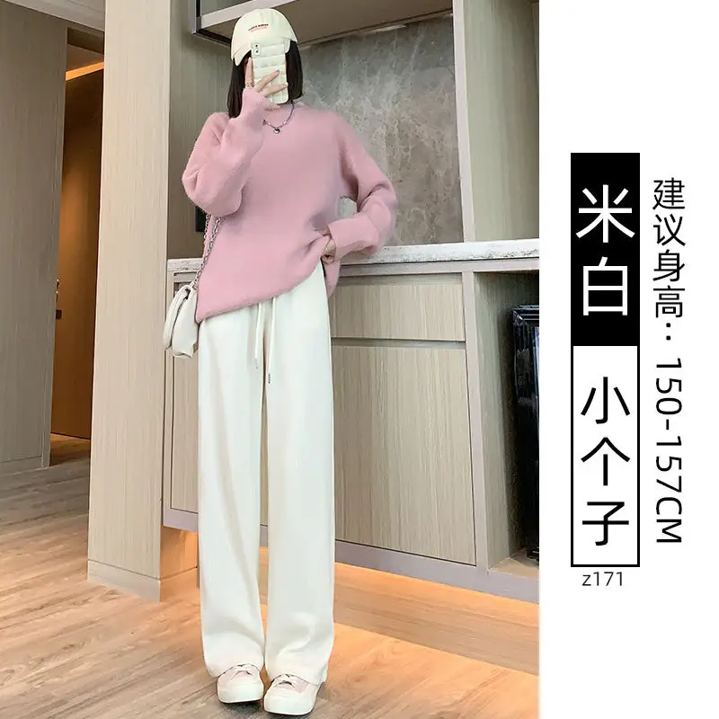 Women Fleece Lined Wide Leg Pants Pink Autumn Winter 2026 - Image 31