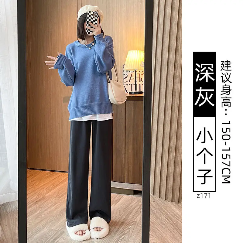 Women Fleece Lined Wide Leg Pants Pink Autumn Winter 2026 - Image 32