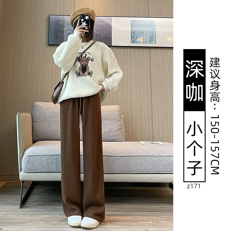 Women Fleece Lined Wide Leg Pants Pink Autumn Winter 2026 - Image 34