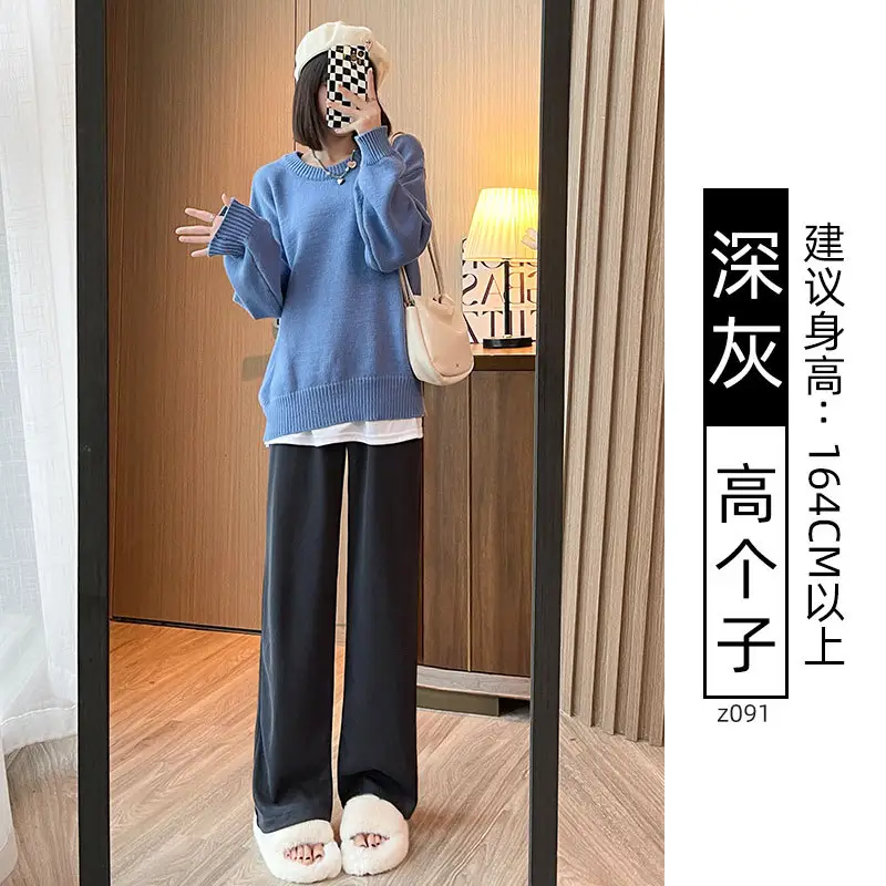 Women Fleece Lined Wide Leg Pants Pink Autumn Winter 2026 - Image 37