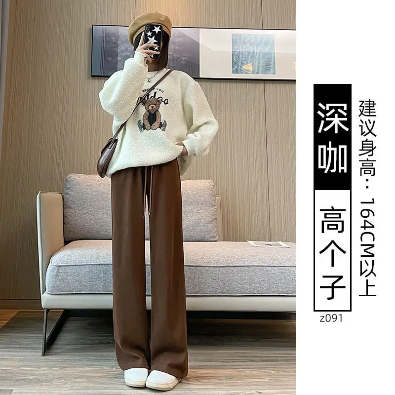 Women Fleece Lined Wide Leg Pants Pink Autumn Winter 2026 - Image 39