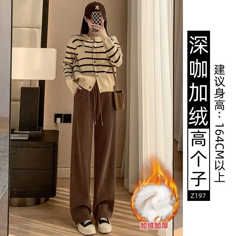 Women Fleece Lined Wide Leg Pants Pink Autumn Winter 2026 - Image 9