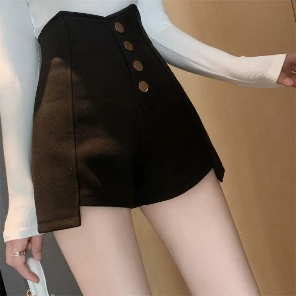 Black Irregular High Waist Shorts for Women - Image 9