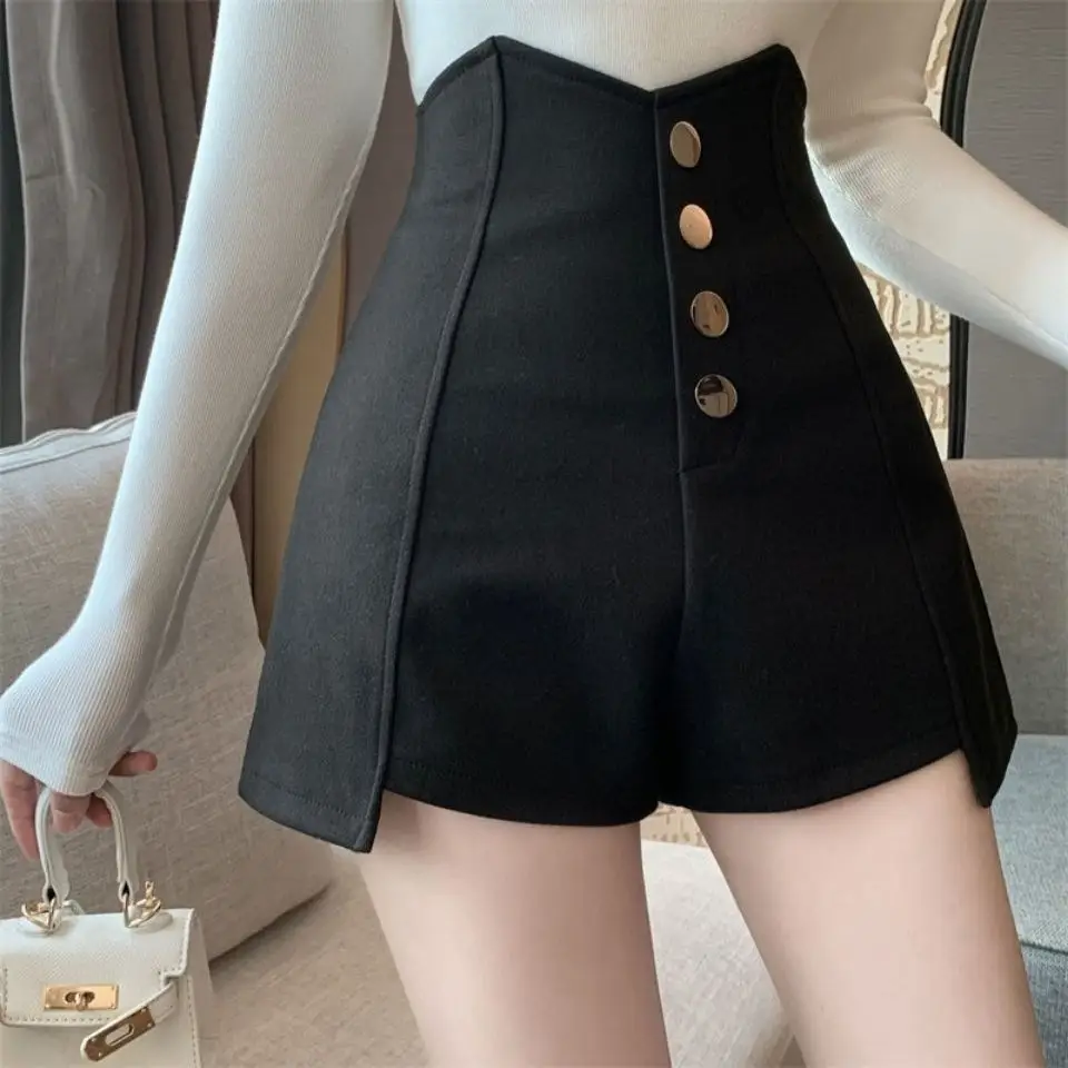 Black Irregular High Waist Shorts for Women - Image 10