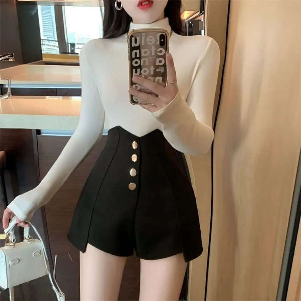 Black Irregular High Waist Shorts for Women - Image 11