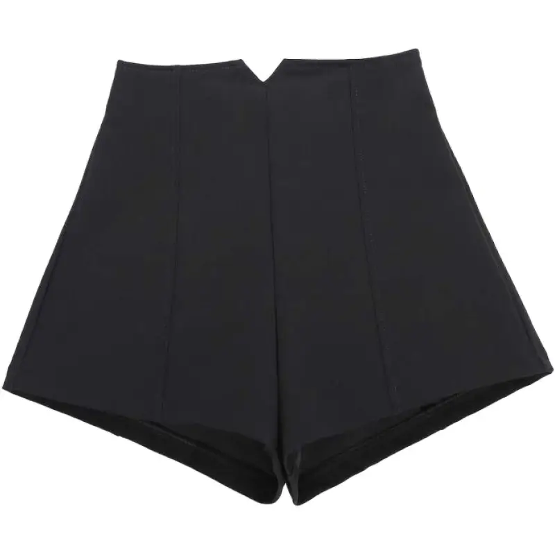 Black Elastic High Waist Slim Fit Shorts for Women - Image 7