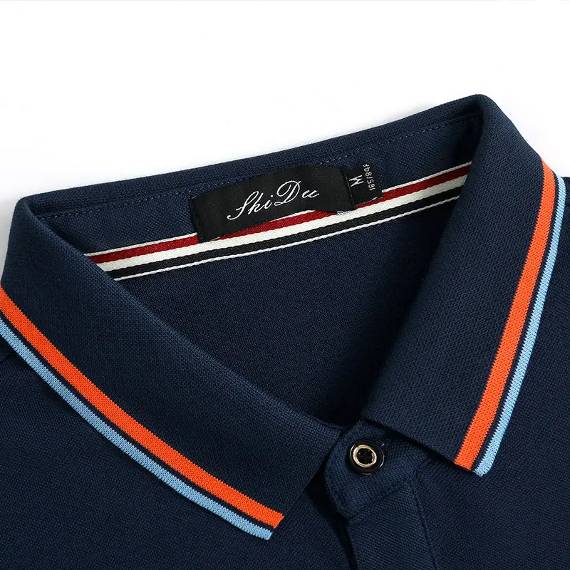 Blue Polo Shirt with Embroidered Logo and Red Trim - Image 14
