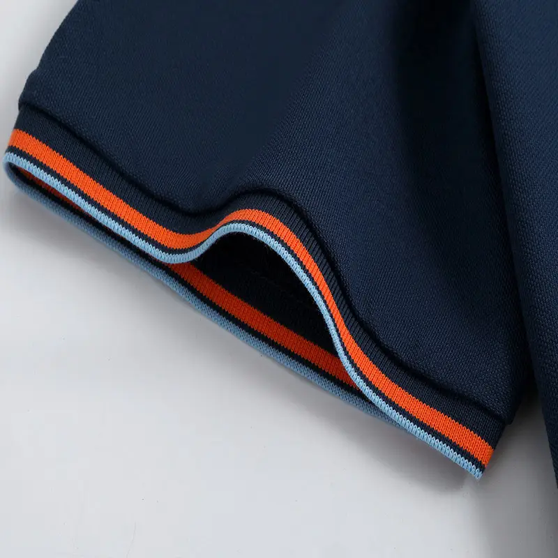 Blue Polo Shirt with Embroidered Logo and Red Trim - Image 15