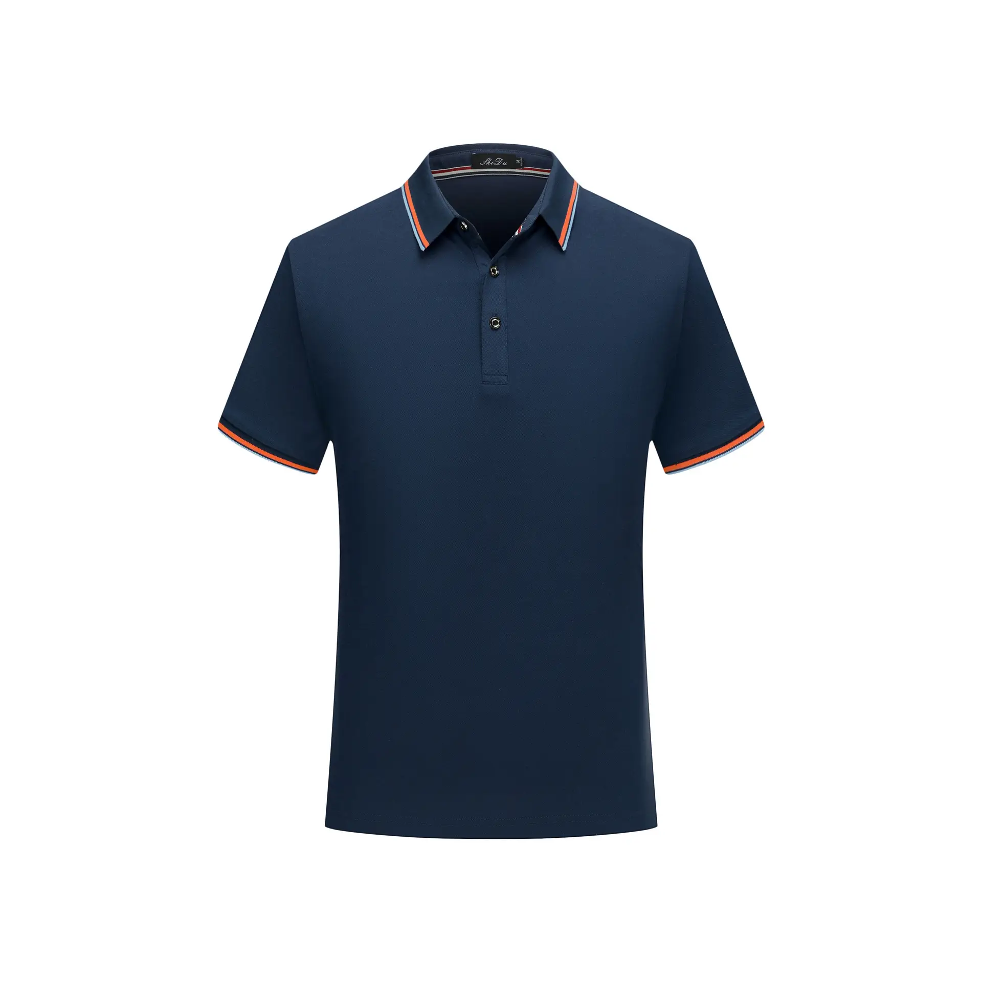 Blue Polo Shirt with Embroidered Logo and Red Trim - Image 4