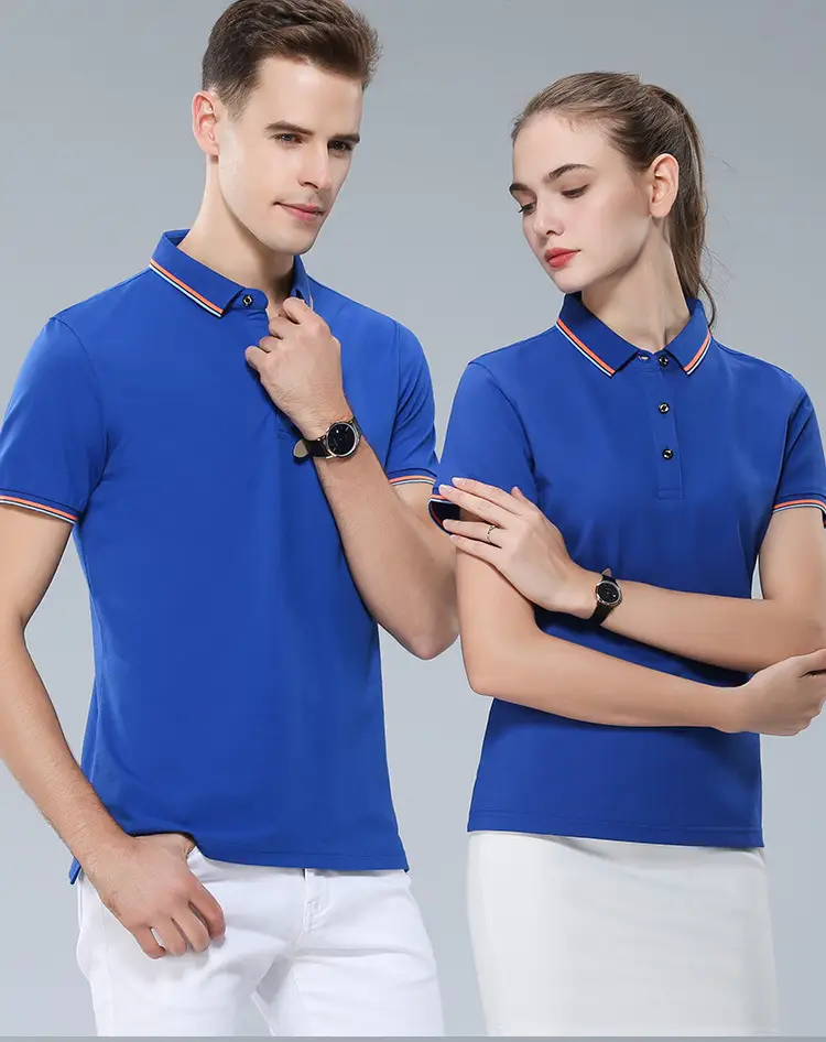 Blue Polo Shirt with Embroidered Logo and Red Trim — feature 13