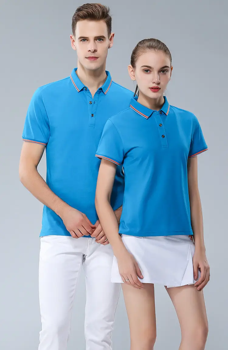 Blue Polo Shirt with Embroidered Logo and Red Trim — feature 14