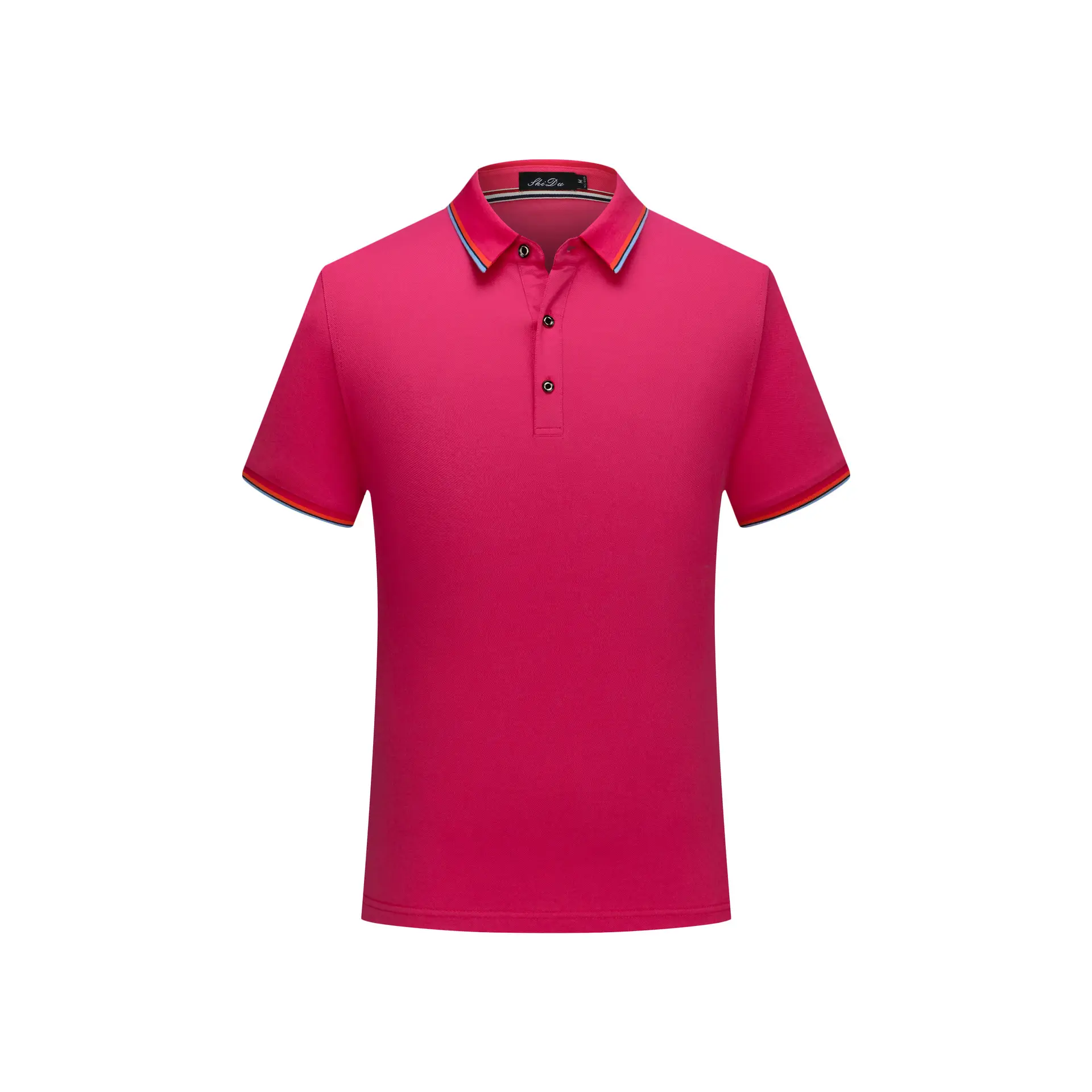 Blue Polo Shirt with Embroidered Logo and Red Trim - Image 10