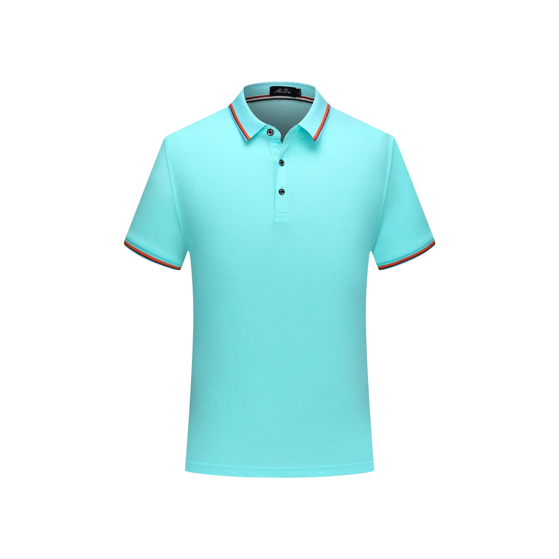 Blue Polo Shirt with Embroidered Logo and Red Trim - Image 11
