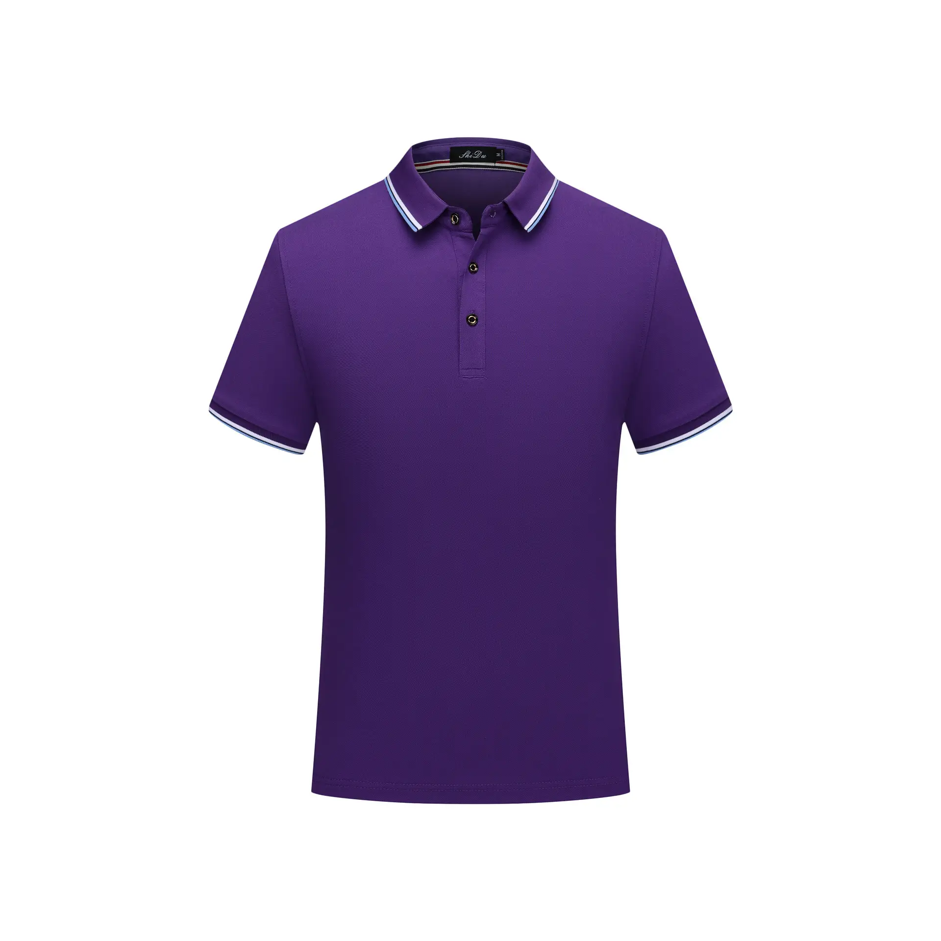 Blue Polo Shirt with Embroidered Logo and Red Trim - Image 12