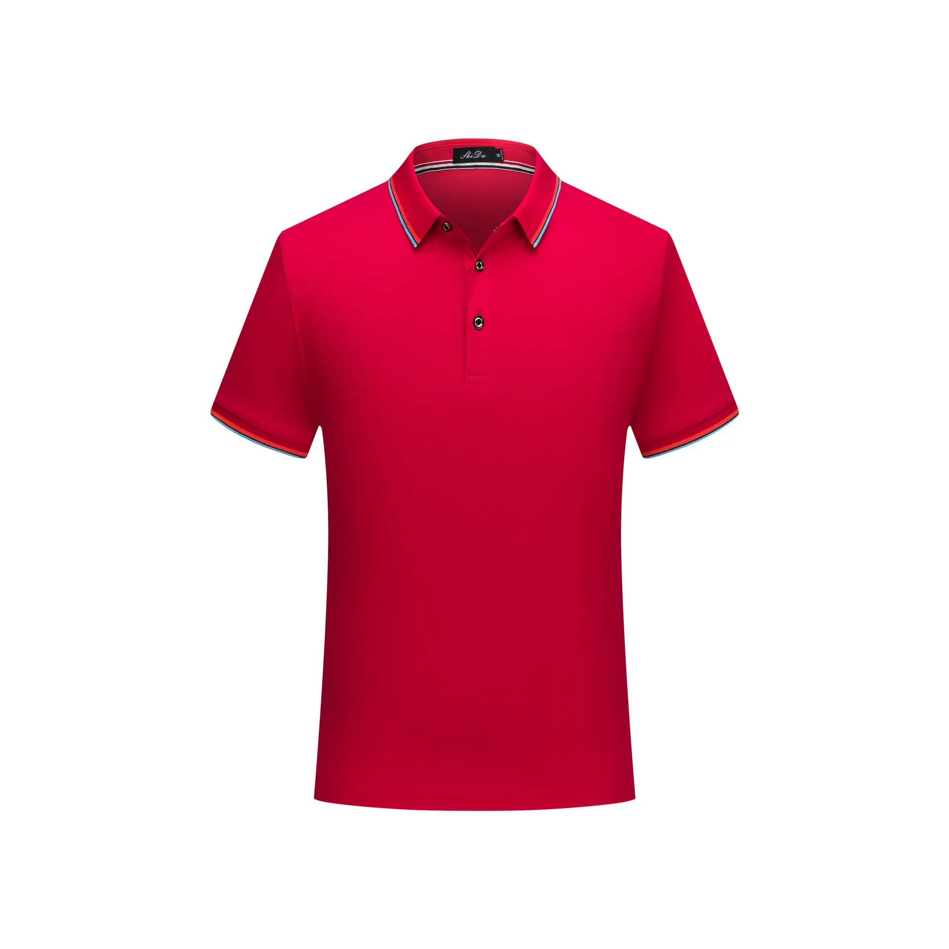 Blue Polo Shirt with Embroidered Logo and Red Trim - Image 5