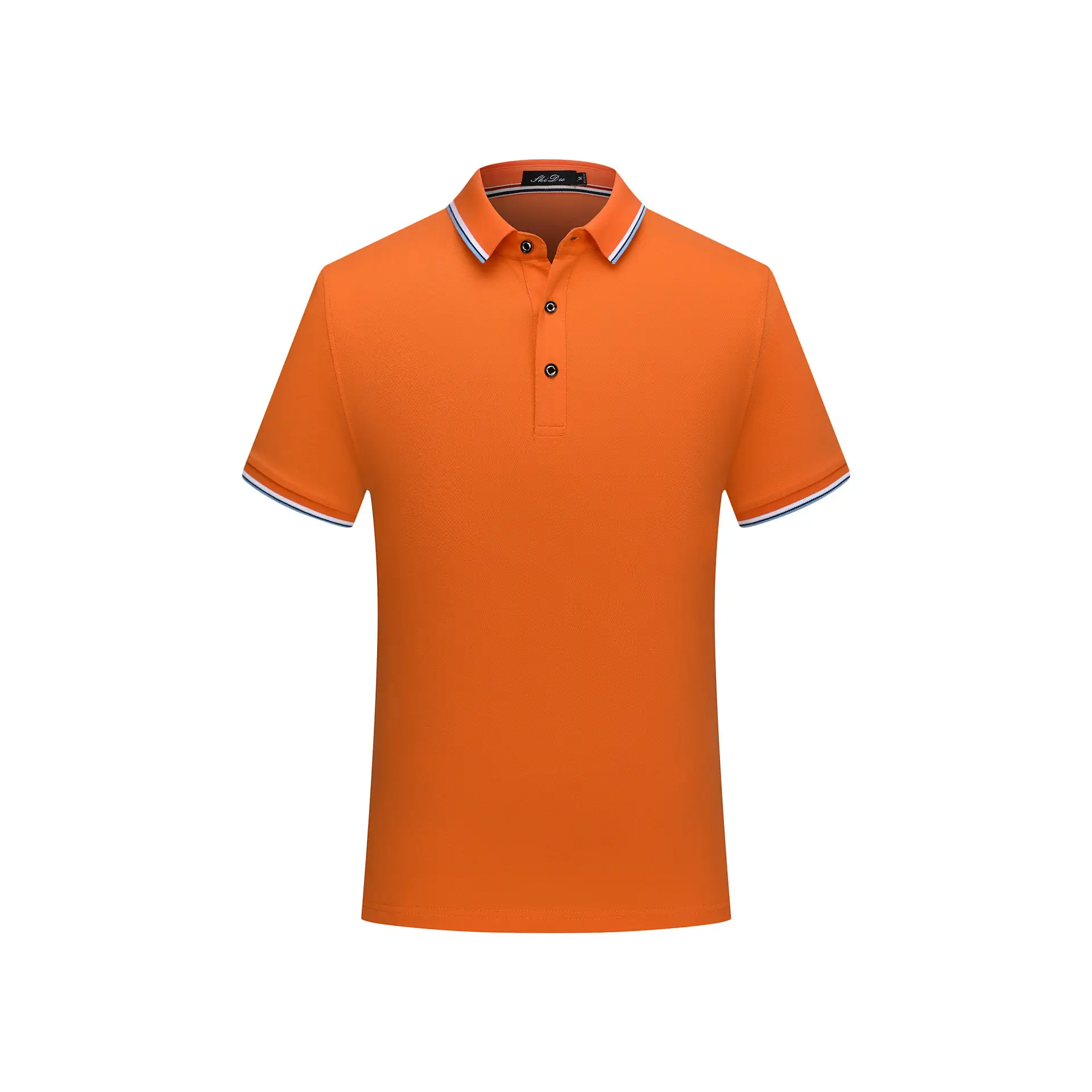 Blue Polo Shirt with Embroidered Logo and Red Trim - Image 7