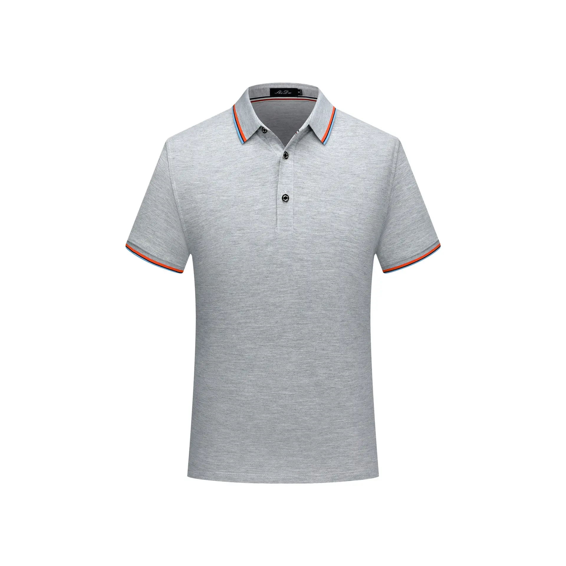 Blue Polo Shirt with Embroidered Logo and Red Trim - Image 8