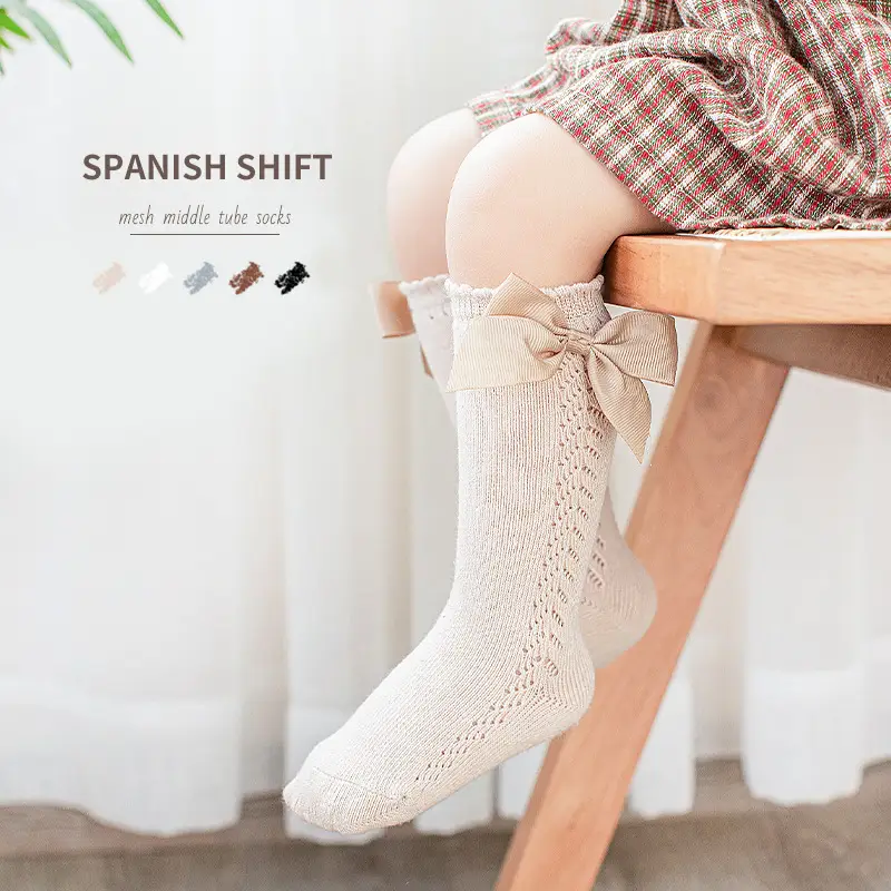 2025 Autumn Hollow Mesh Bowknot Socks for Girls - Image 7