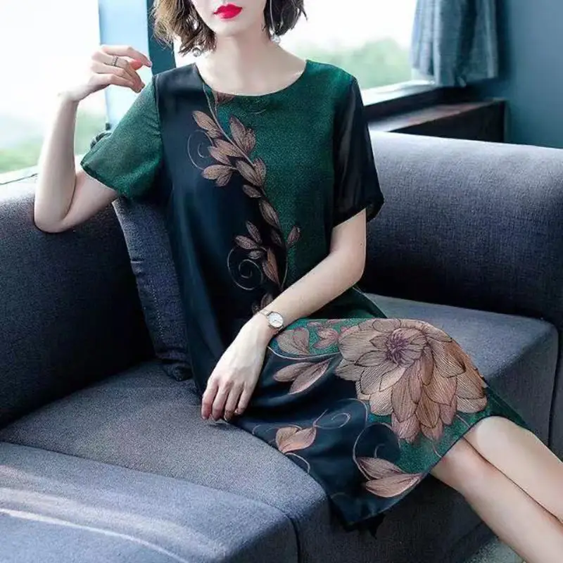 2024 Summer Floral Knee Length Dress for Women