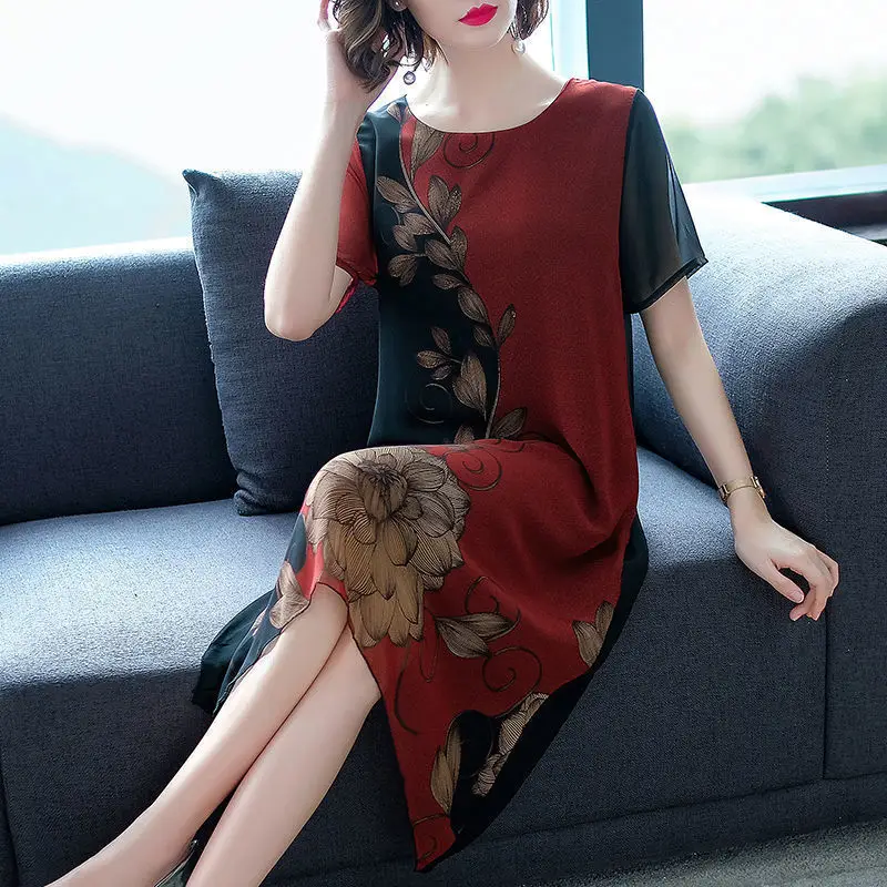 2024 Summer Floral Knee Length Dress for Women