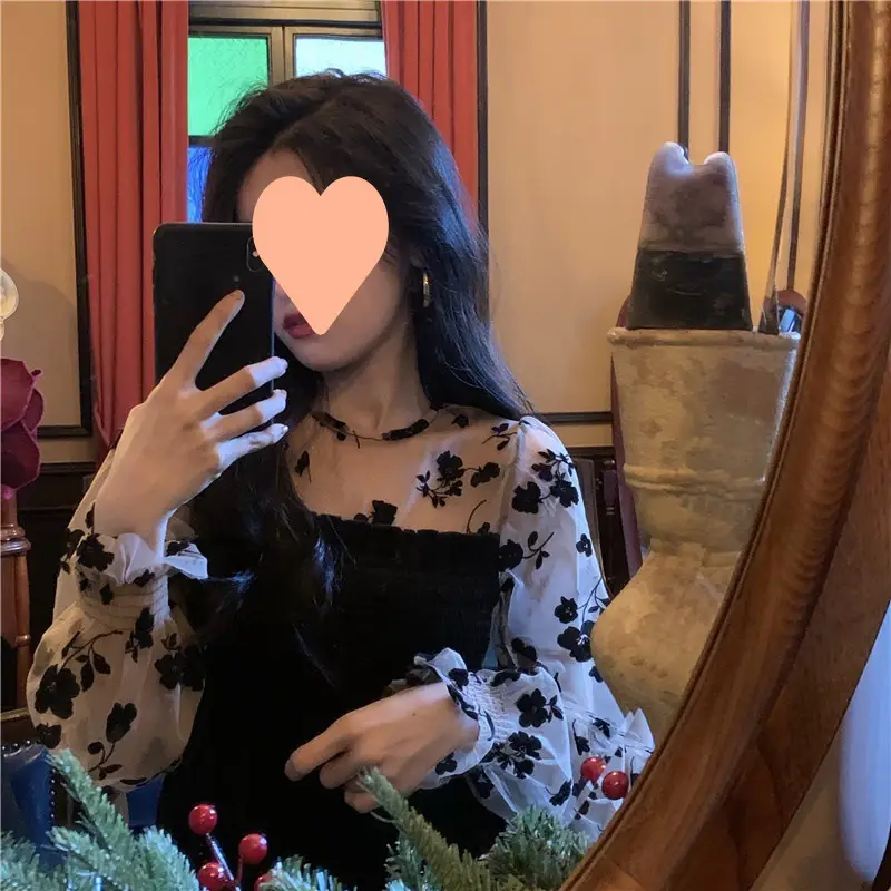 French Print Long Sleeve Top for Women 2025 Winter — feature 2