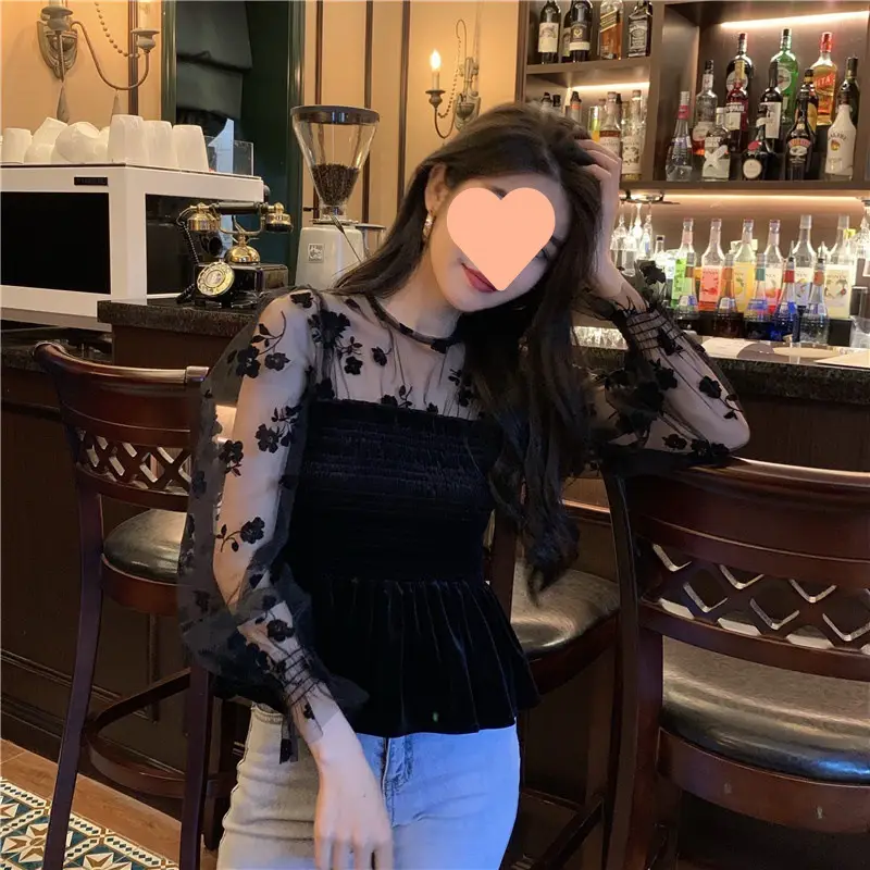 French Print Long Sleeve Top for Women 2025 Winter — feature 4