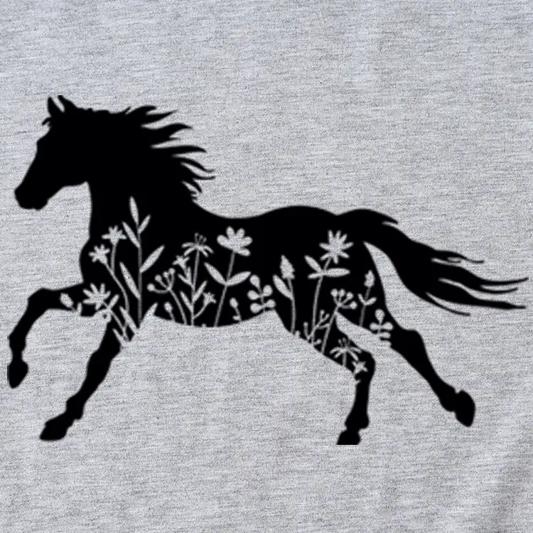 Women Printed T-Shirt Purple Horse Design Large - Image 28