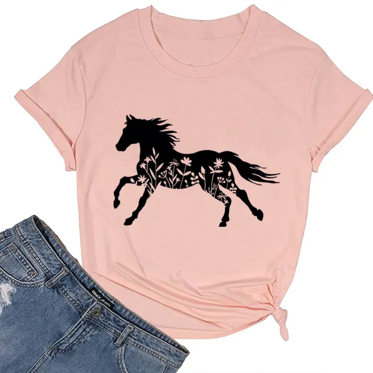 Women Printed T-Shirt Purple Horse Design Large - Image 29