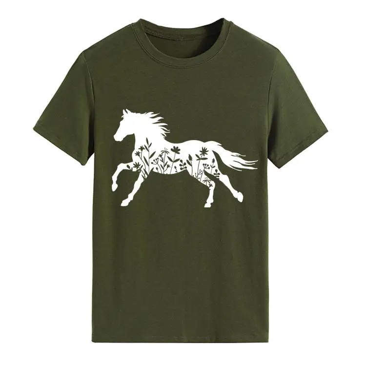 Women Printed T-Shirt Purple Horse Design Large - Image 10