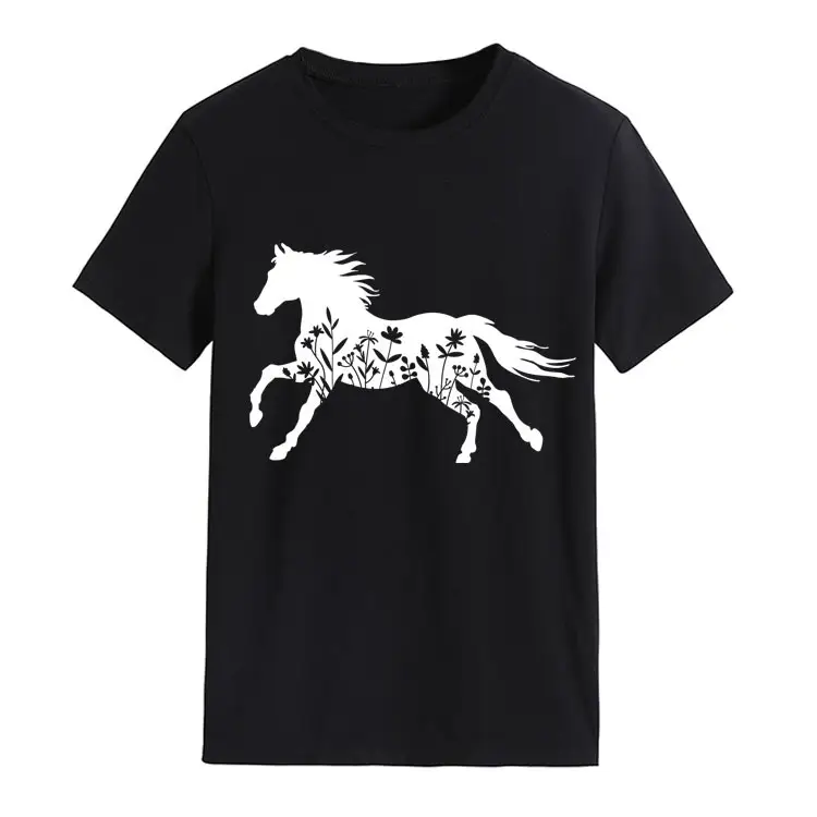 Women Printed T-Shirt Purple Horse Design Large - Image 11