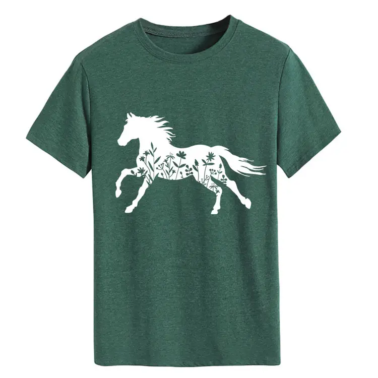 Women Printed T-Shirt Purple Horse Design Large - Image 12