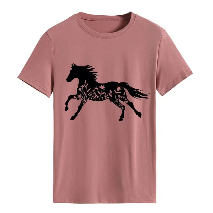 Women Printed T-Shirt Purple Horse Design Large - Image 17