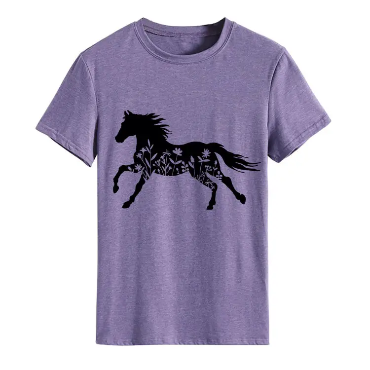 Women Printed T-Shirt Purple Horse Design Large - Image 18