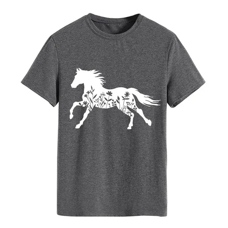 Women Printed T-Shirt Purple Horse Design Large - Image 2