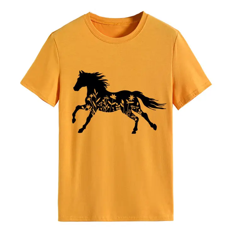 Women Printed T-Shirt Purple Horse Design Large - Image 3