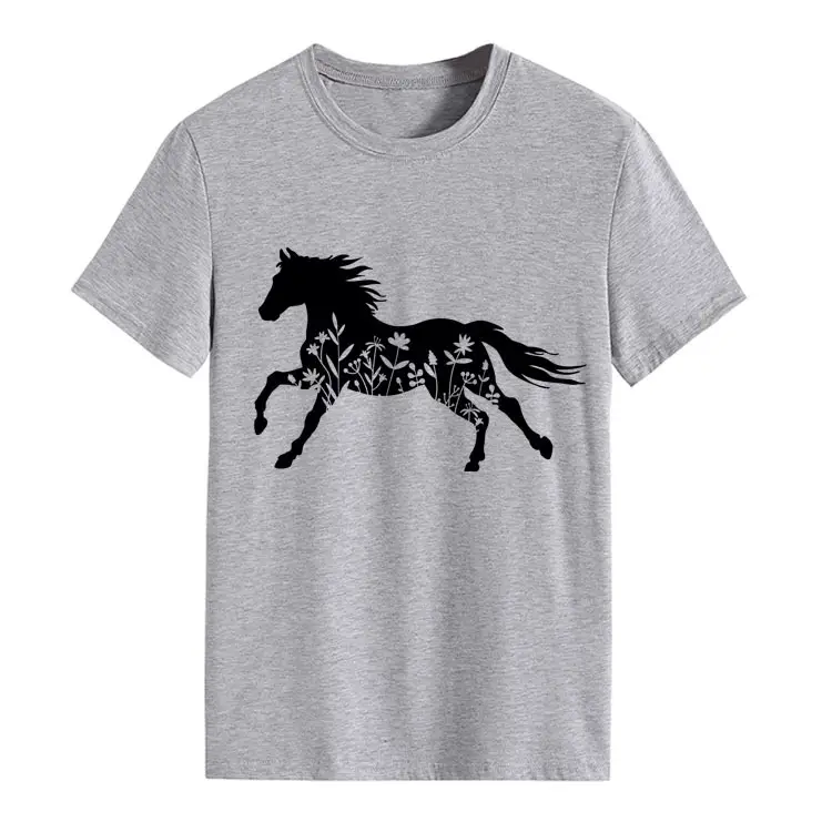 Women Printed T-Shirt Purple Horse Design Large - Image 4