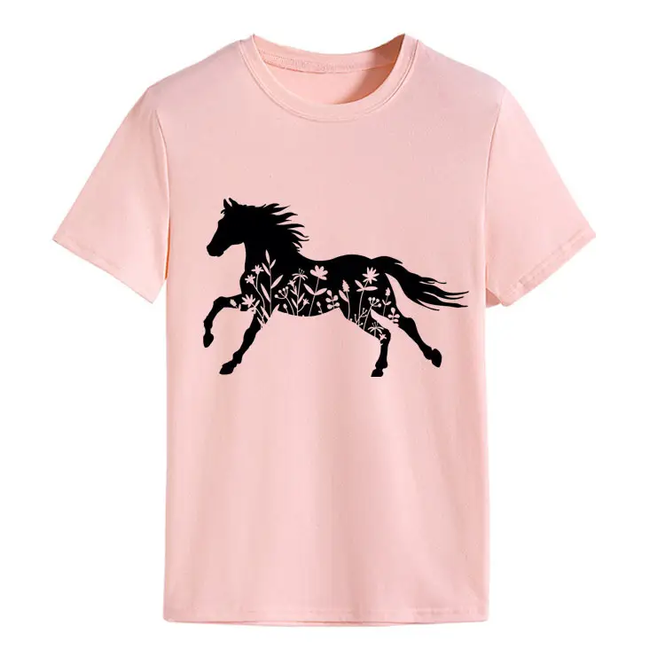 Women Printed T-Shirt Purple Horse Design Large - Image 6