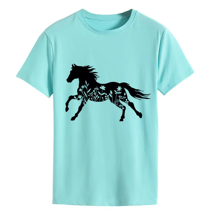 Women Printed T-Shirt Purple Horse Design Large - Image 7