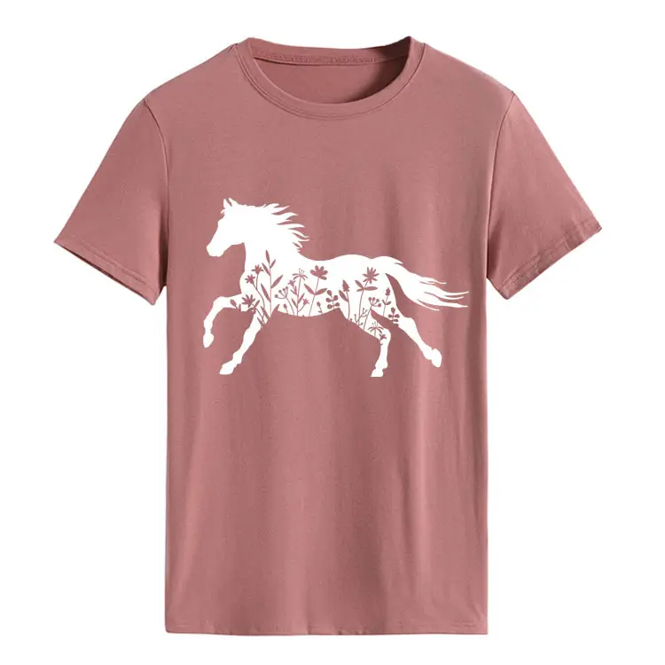 Women Printed T-Shirt Purple Horse Design Large - Image 8